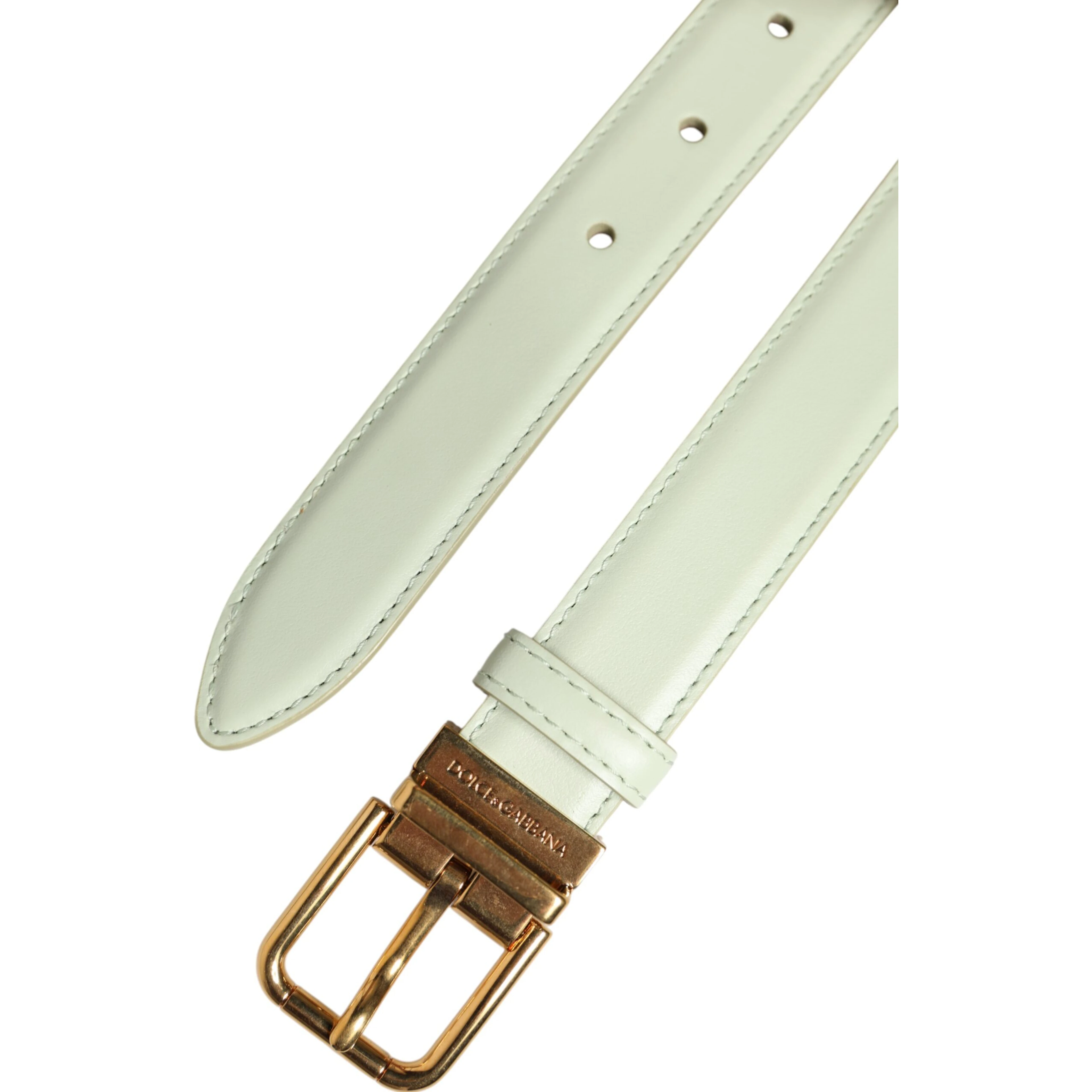 Light Green Leather Gold Metal Buckle Belt