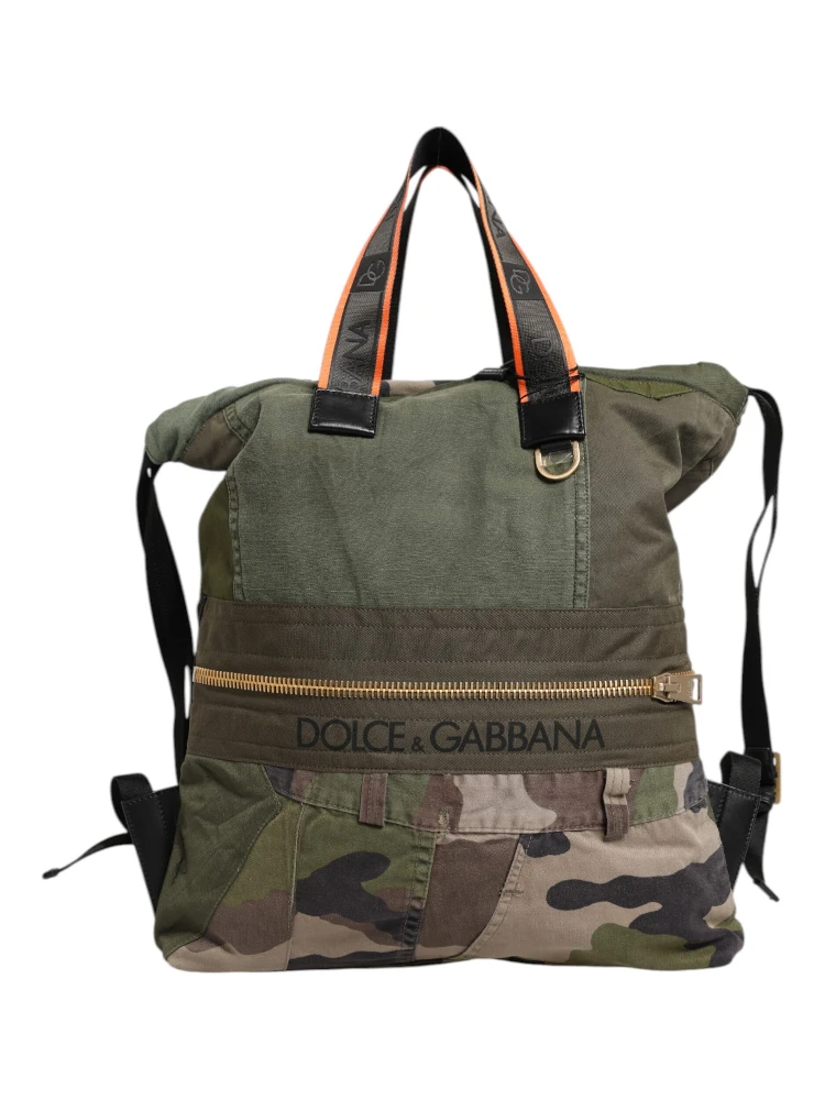 Military Green Patchwork Rucksack Backpack Bag