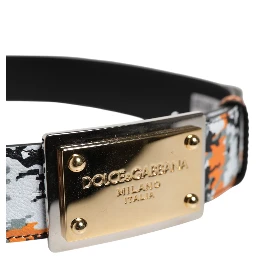 Multicolor Camouflage Metal Logo Buckle Belt