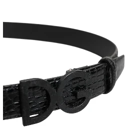 Black Leather Classic Metal DG Buckle Belt