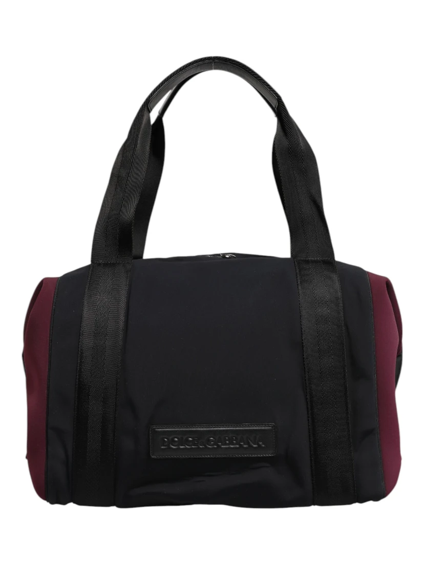 Black Maroon Hand Shoulder Duffel Travel Bag