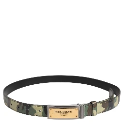 Multicolor Camouflage Metal Logo Buckle Belt