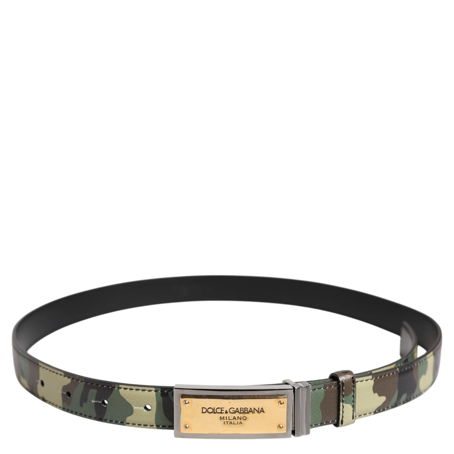 Multicolor Camouflage Metal Logo Buckle Belt