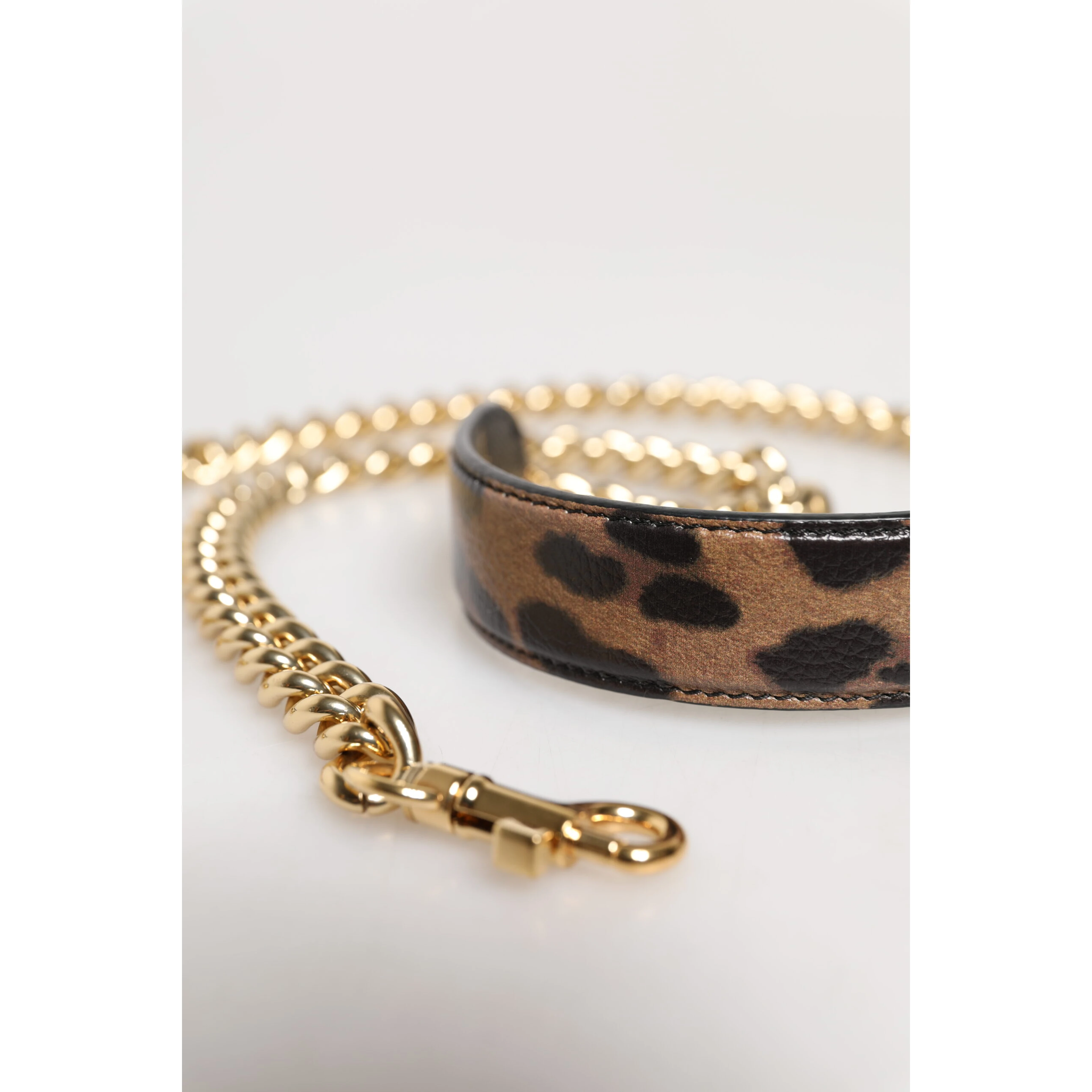 Brown Leopard Gold Brass Chain Accessory Shoulder Strap