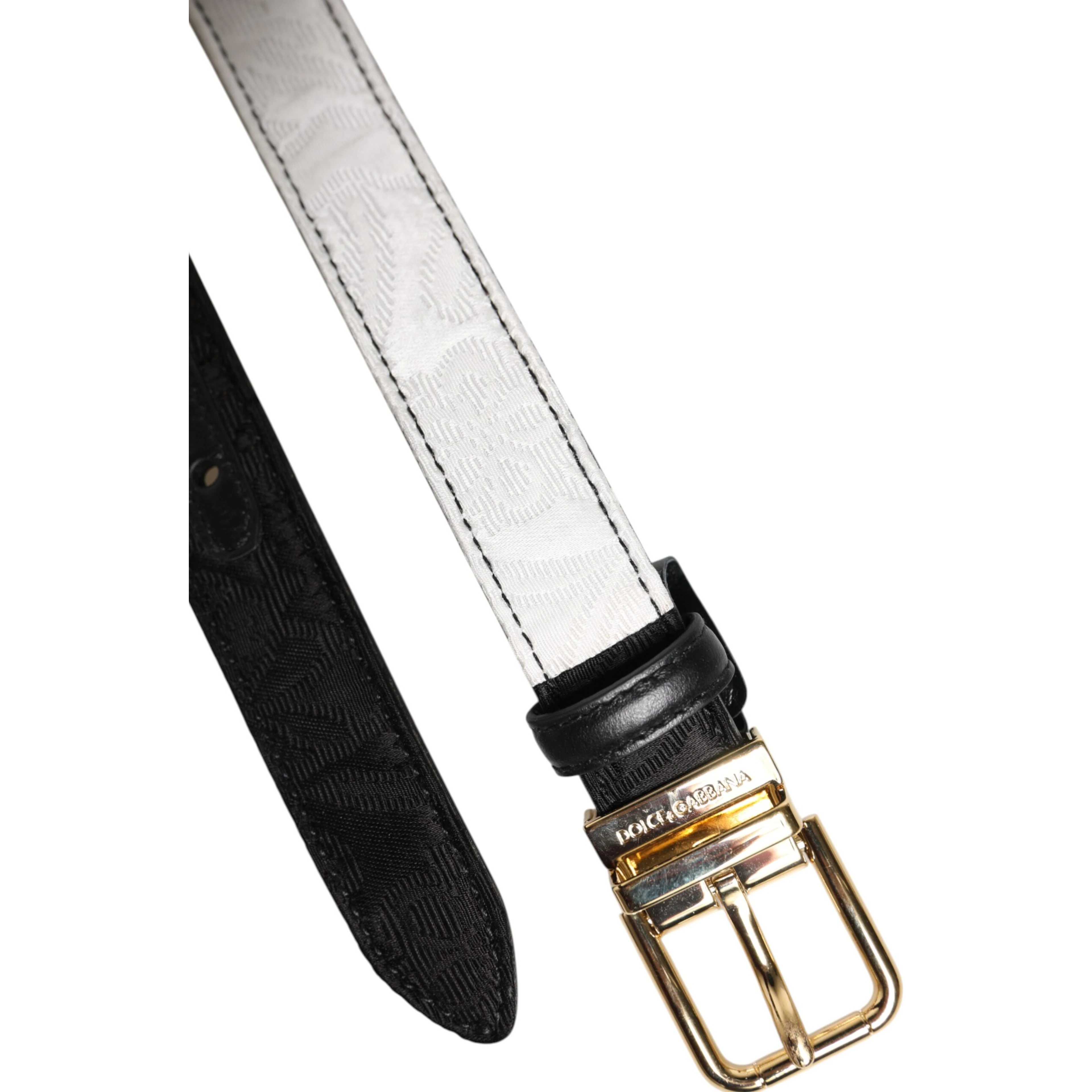 Black White Patchwork Gold Metal Buckle Belt