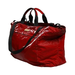 Red Nylon Hand Shoulder Duffel Travel Bag