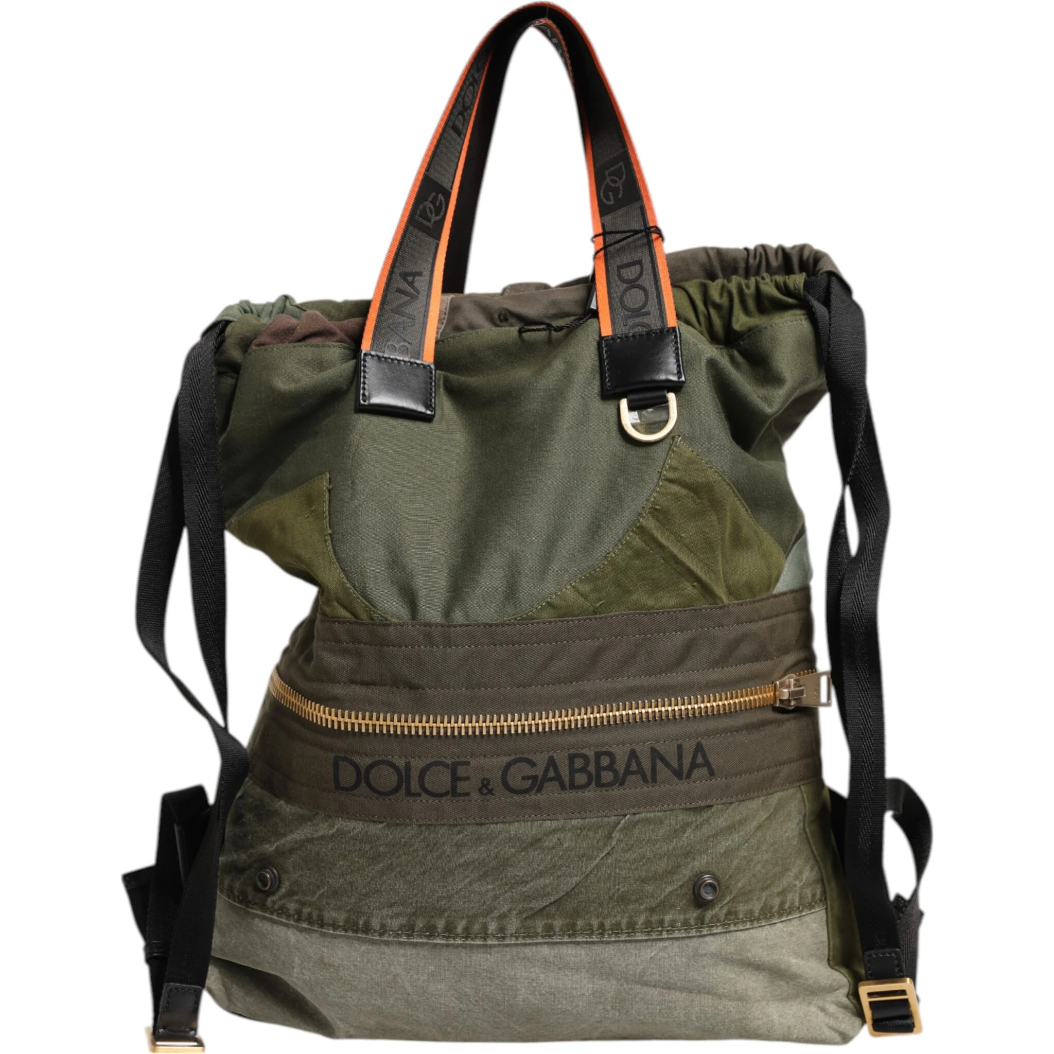 Military Green Patchwork Rucksack Backpack Bag