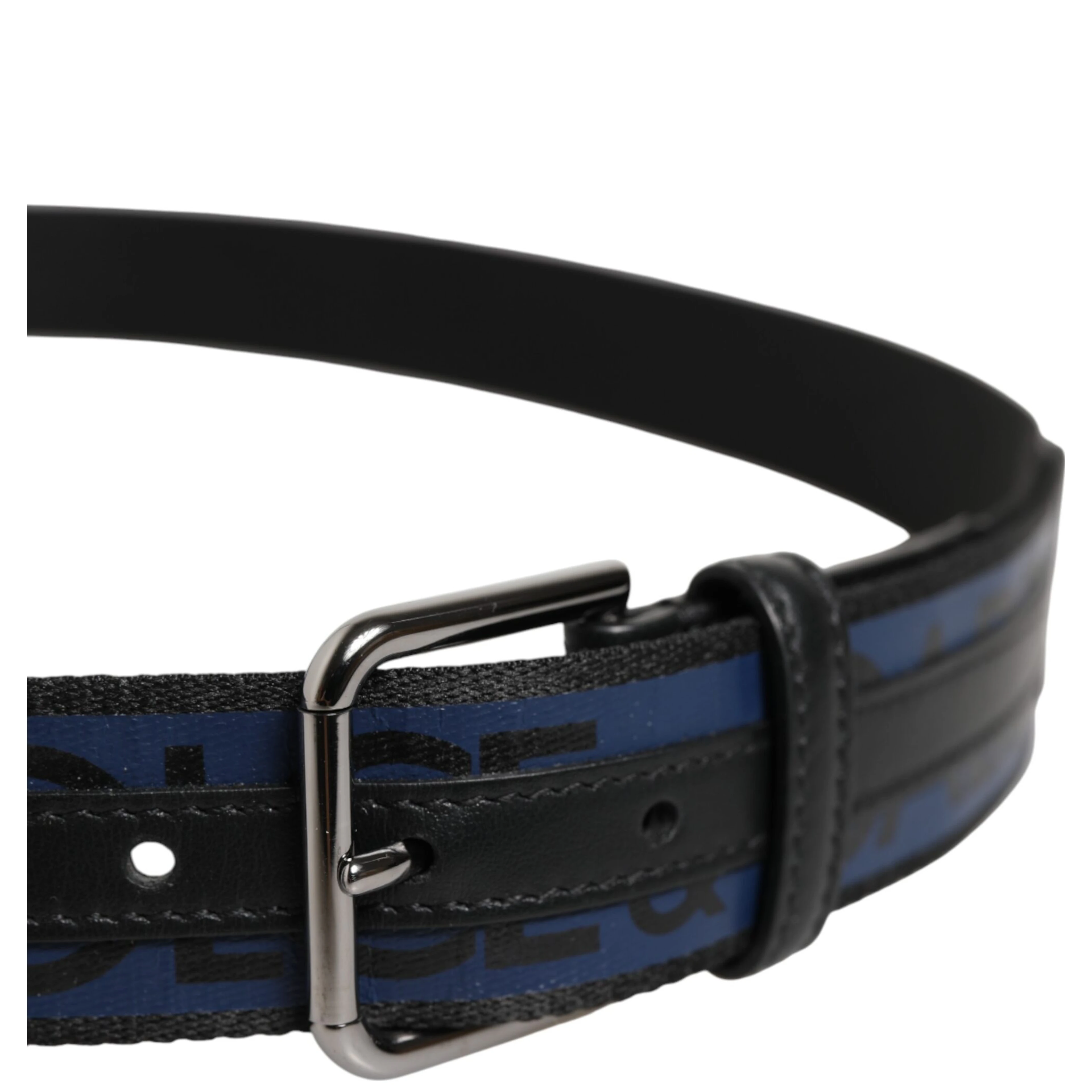 Blue Black Polyester Metal Buckle Belt