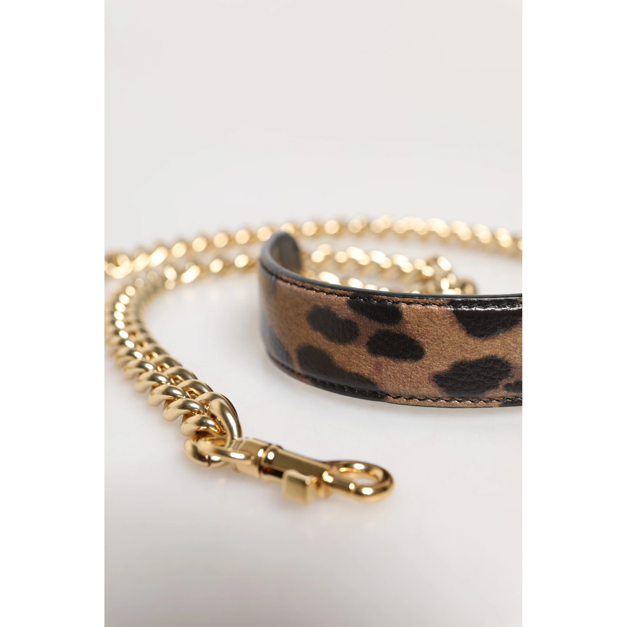 Brown Leopard Gold Brass Chain Accessory Shoulder Strap