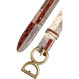 Multicolor Exotic Leather DG Logo Buckle Belt