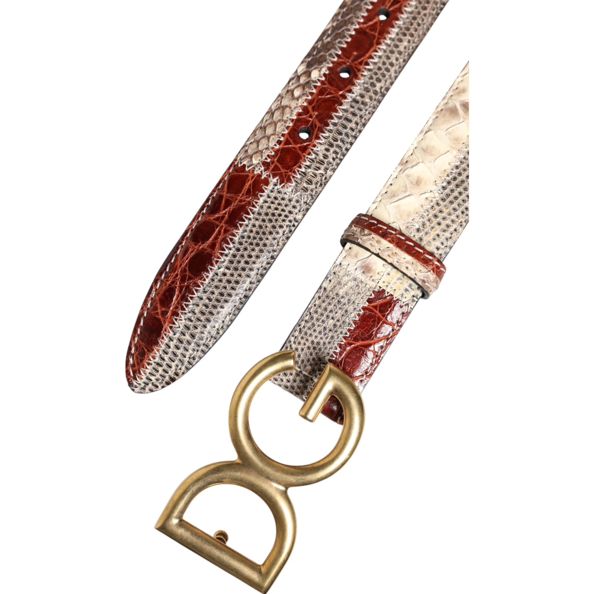Multicolor Exotic Leather DG Logo Buckle Belt