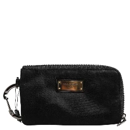 Black Nylon Logo Plaque Keyring Pouch Clutch Bag