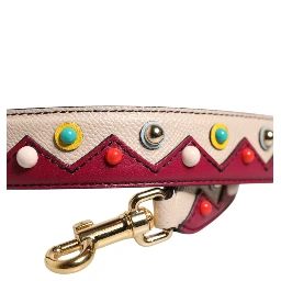 Beige Red Leather Handbag Accessory Shoulder Strap