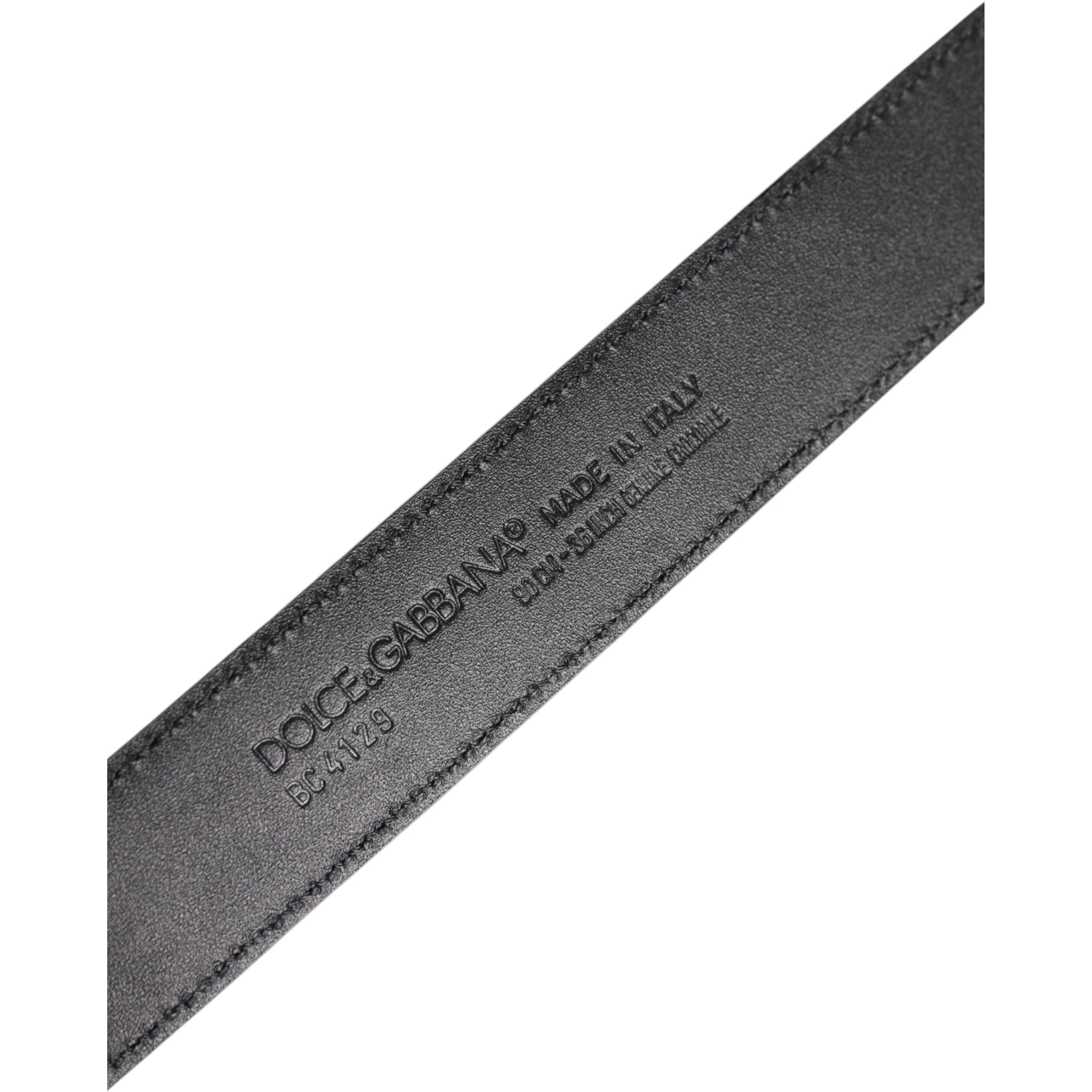 Black Leather Classic Metal DG Buckle Belt