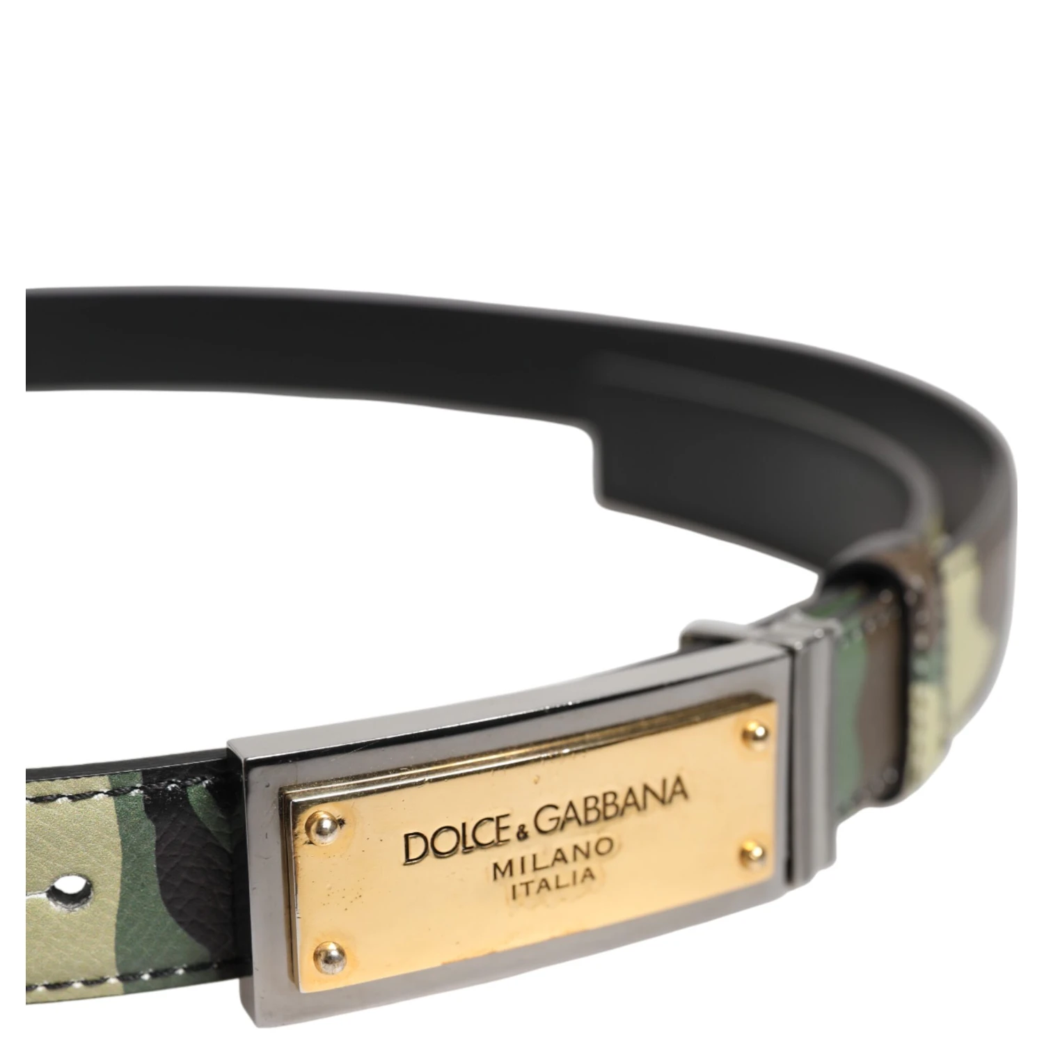 Multicolor Camouflage Metal Logo Buckle Belt