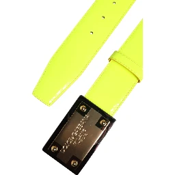 Yellow Green Classic Metal Logo Buckle Belt