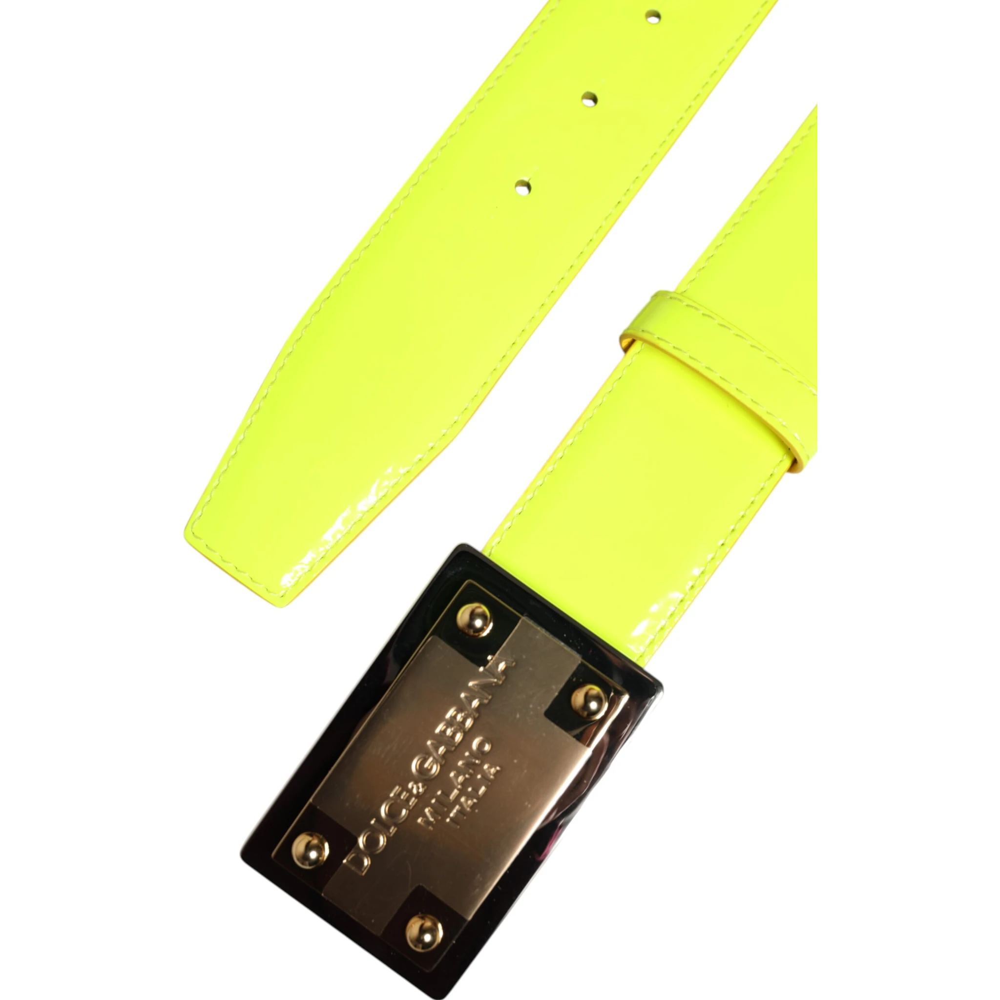 Yellow Green Classic Metal Logo Buckle Belt