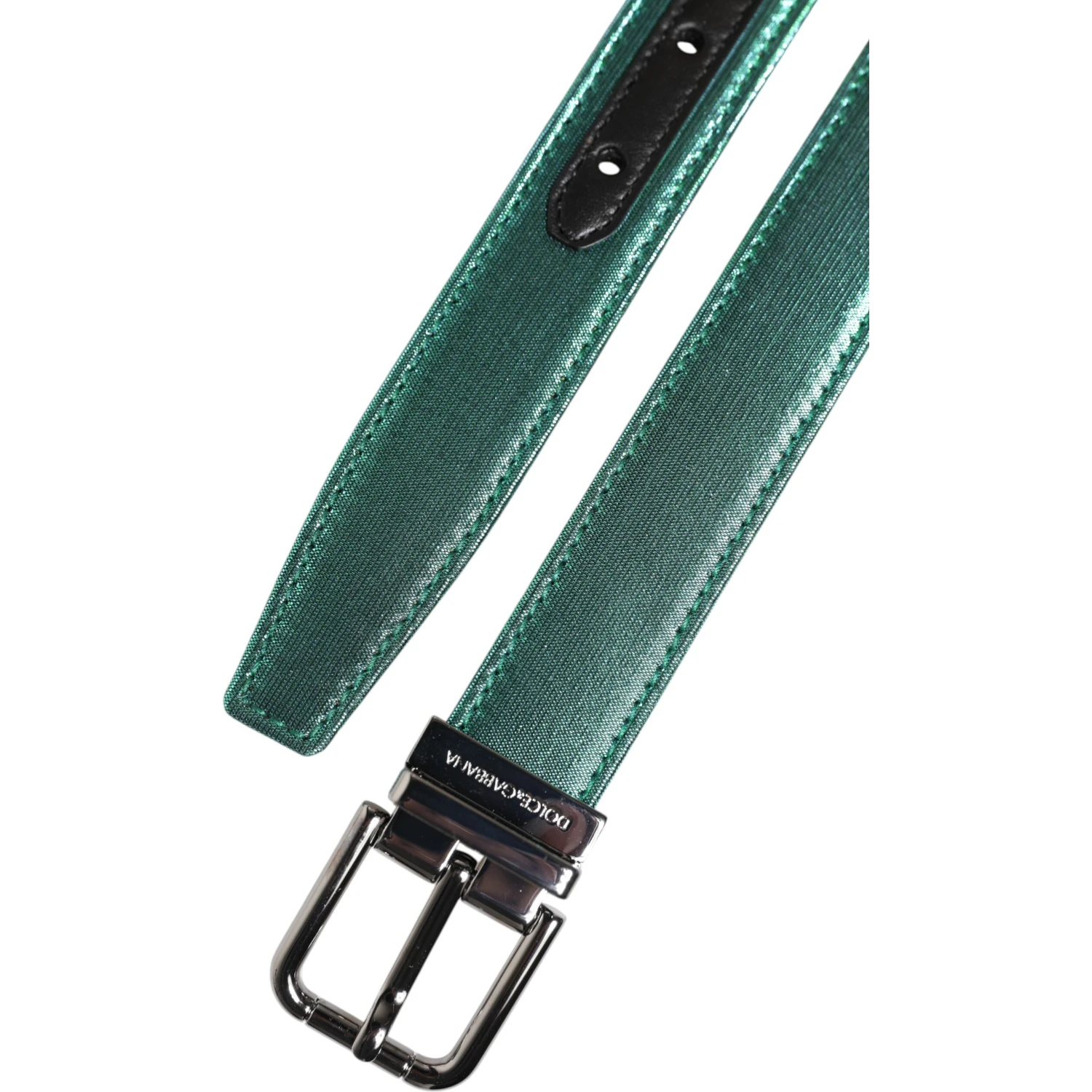 Green Black Polyester Metal Buckle Belt