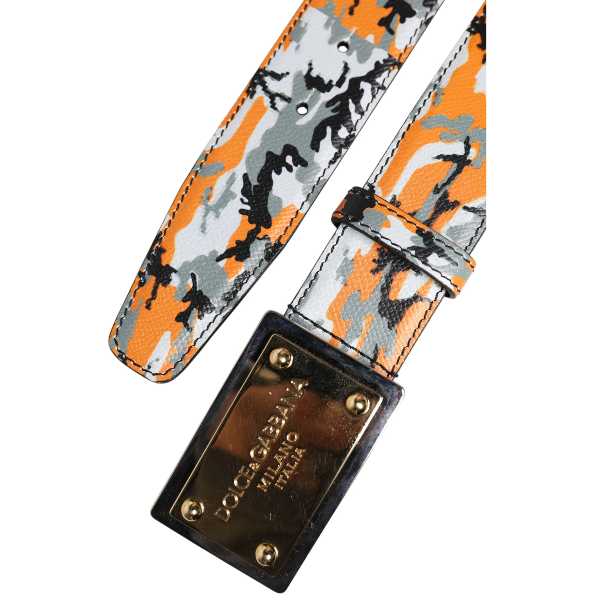 Multicolor Camouflage Metal Logo Buckle Belt