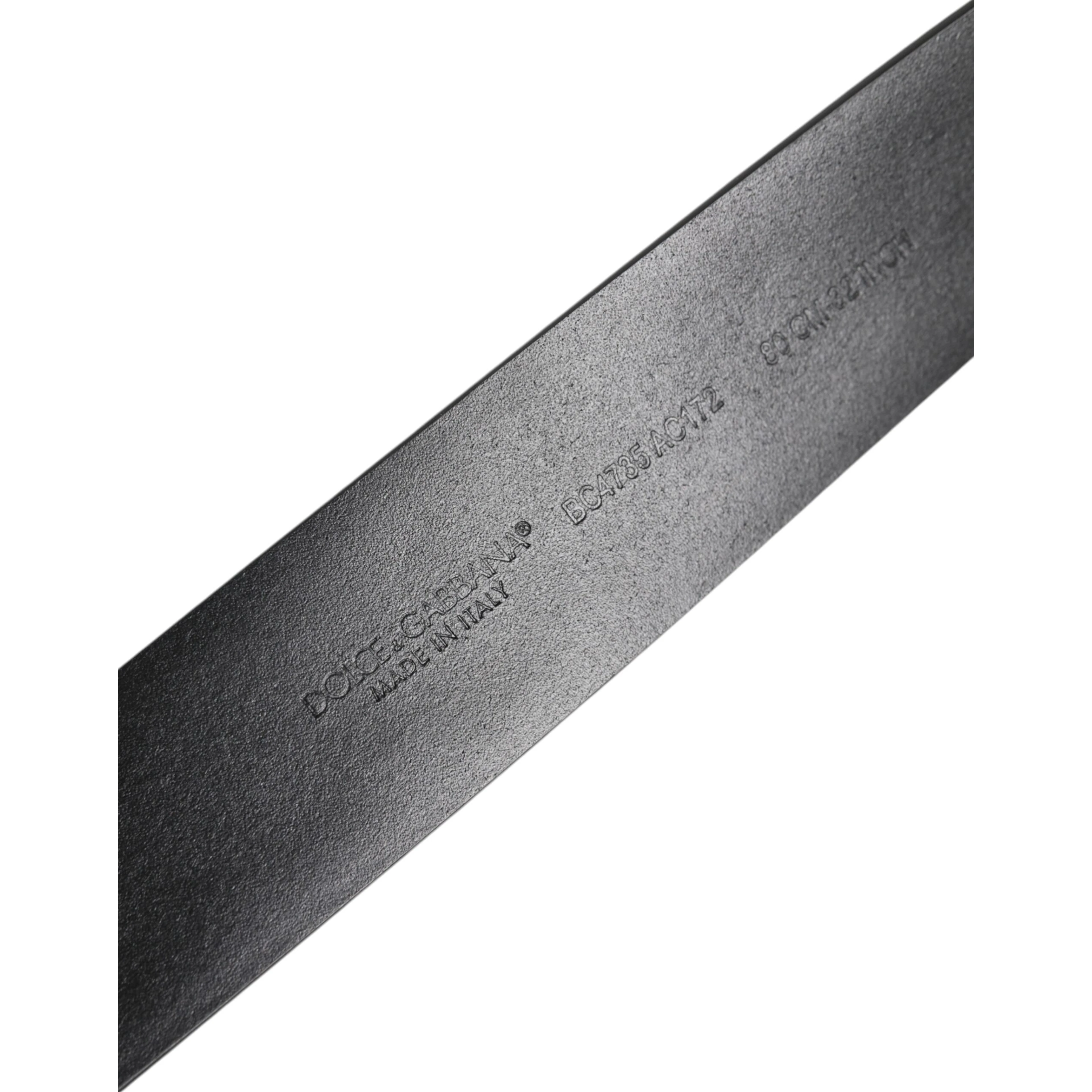 Black Leather Studded DG Metal Buckle Belt