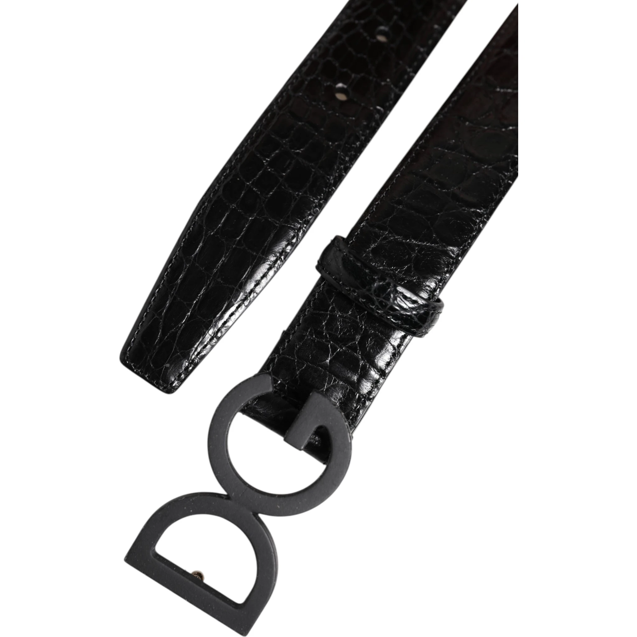 Black Leather Classic Metal DG Buckle Belt