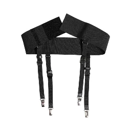 Black Leather Logo Wide Waist Belt Suspender