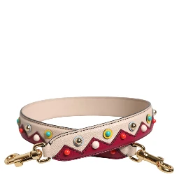 Beige Red Leather Handbag Accessory Shoulder Strap