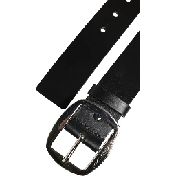 Black Leather Classic Metal Buckle Belt