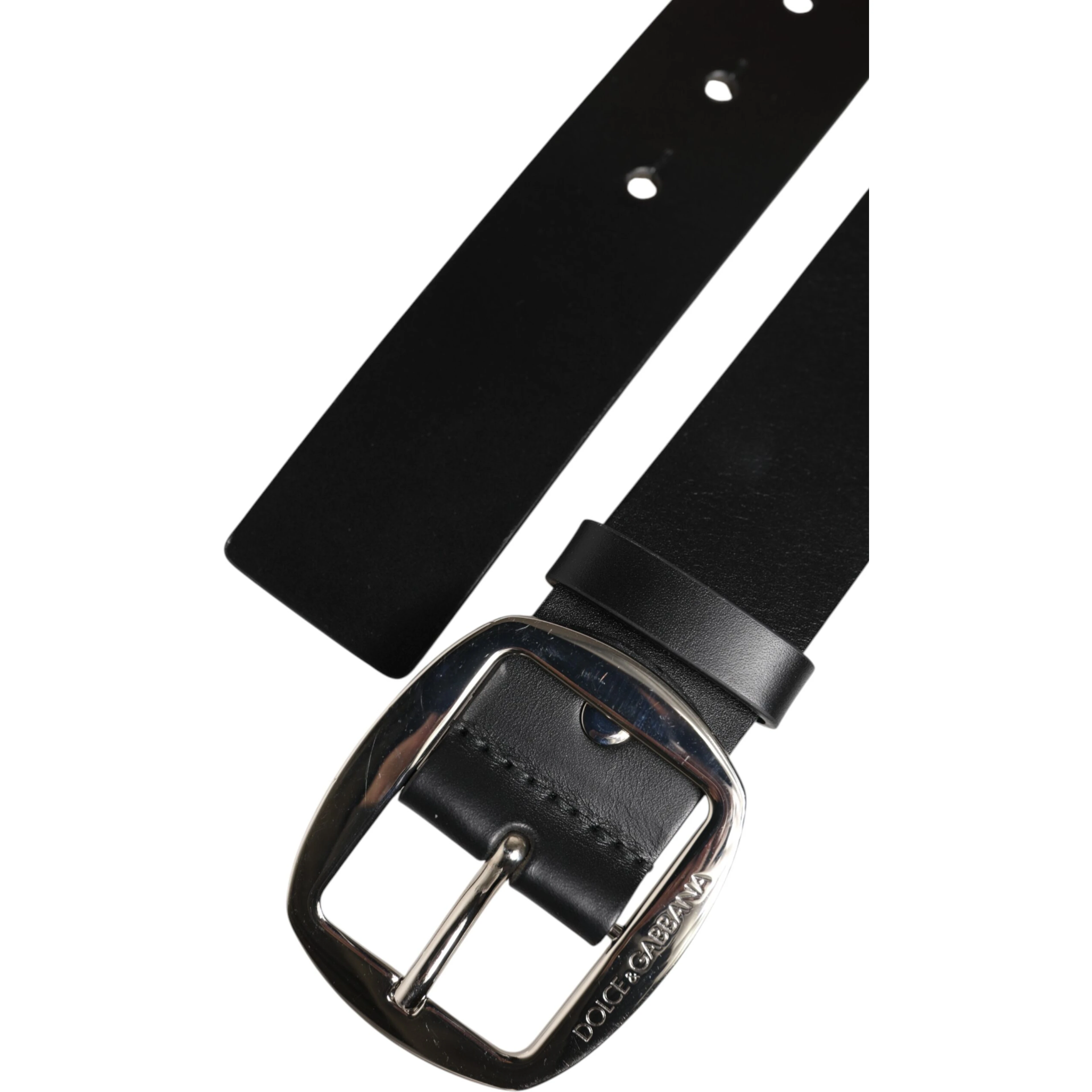 Black Leather Classic Metal Buckle Belt
