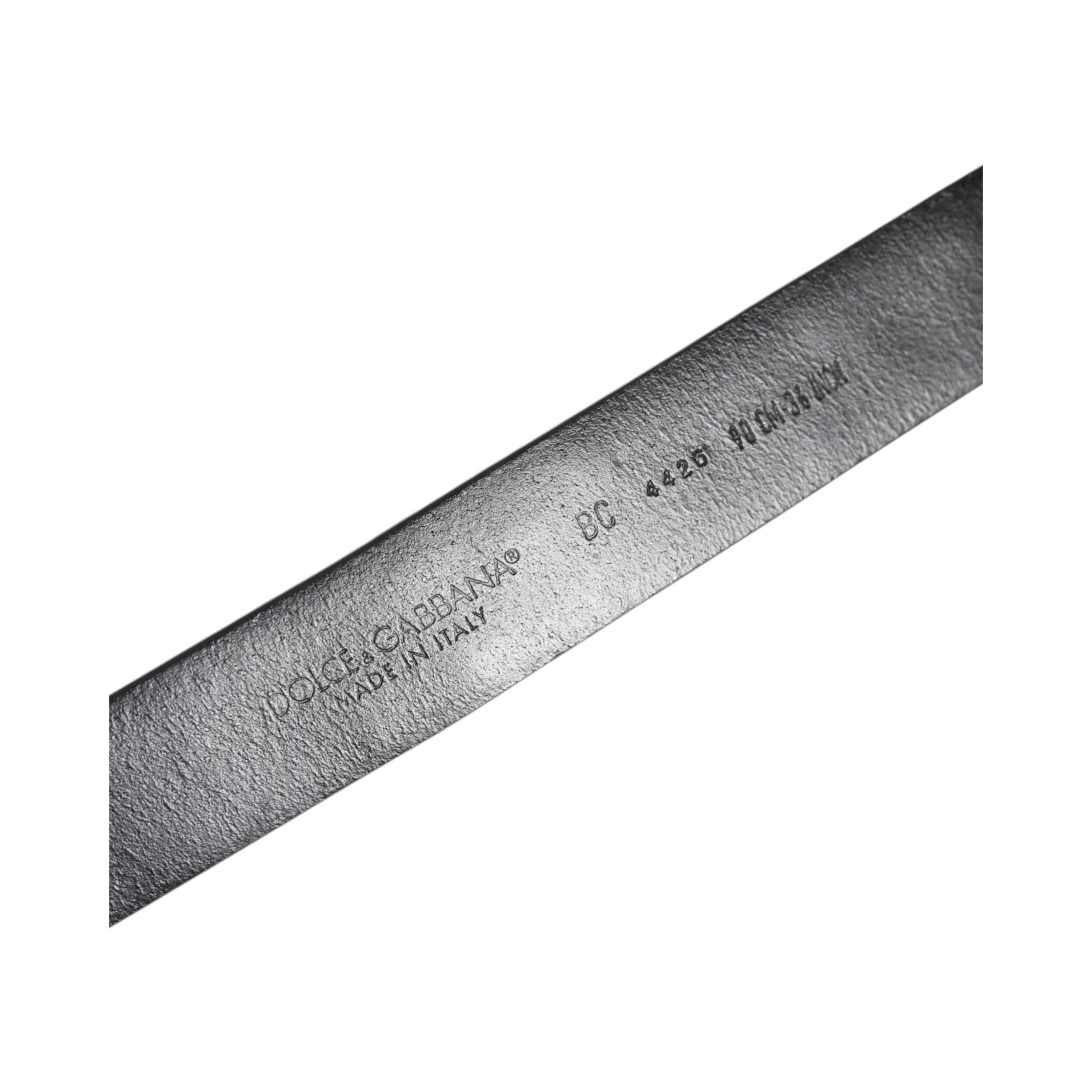 Black Studded Leather Metal Logo Buckle Belt