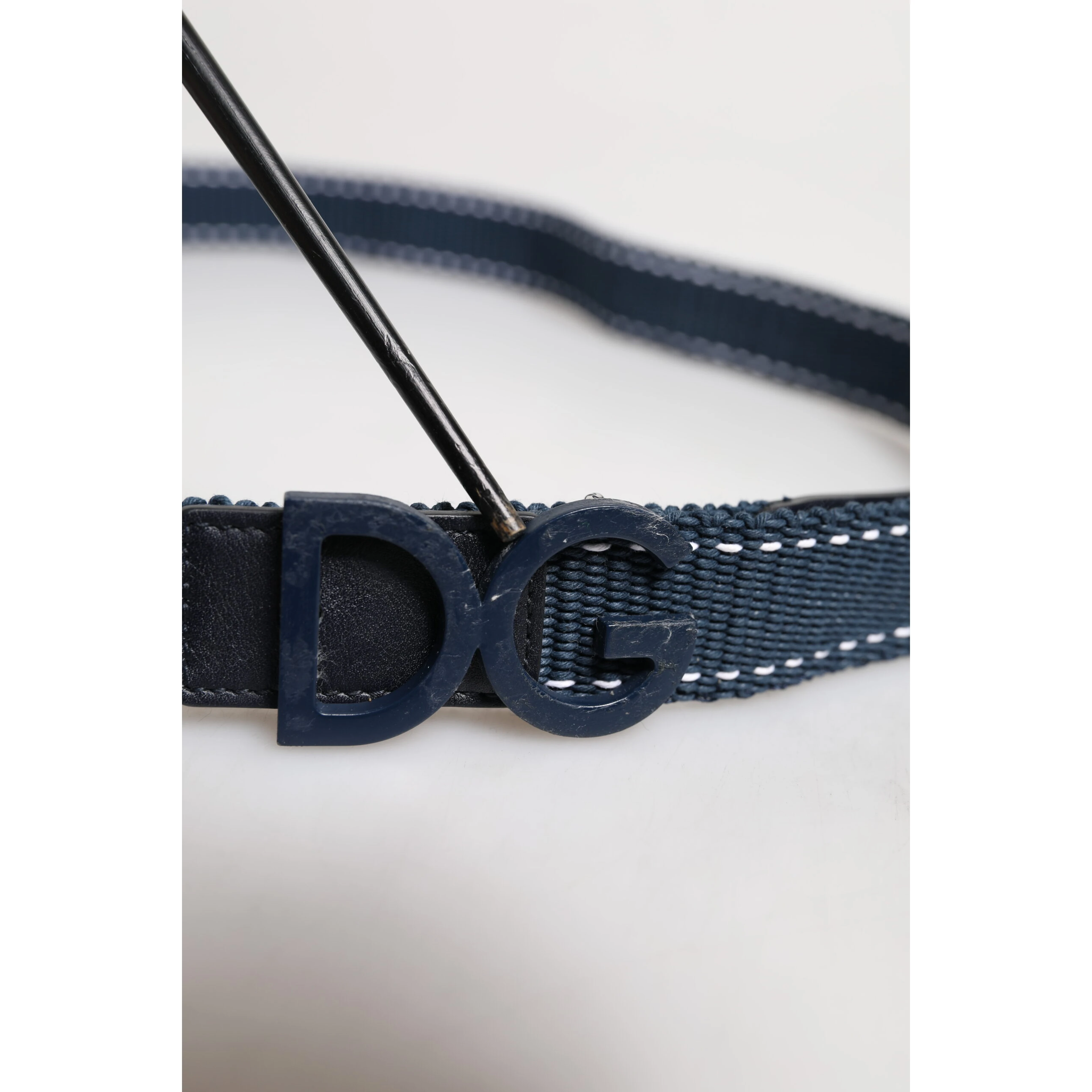 Blue White Cotton DG Logo Metal Buckle Belt