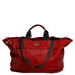 Red Nylon Hand Shoulder Duffel Travel Bag
