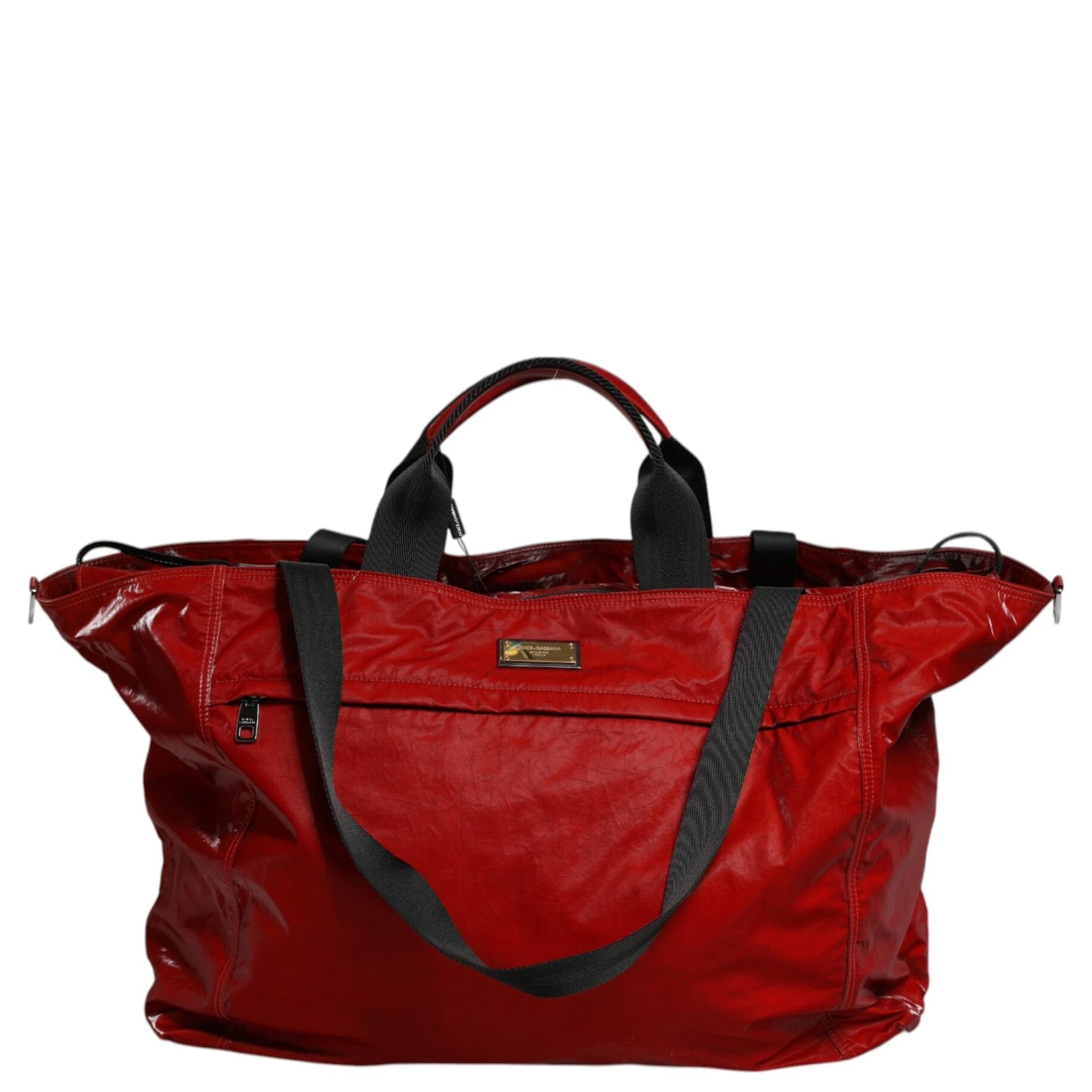 Red Nylon Hand Shoulder Duffel Travel Bag