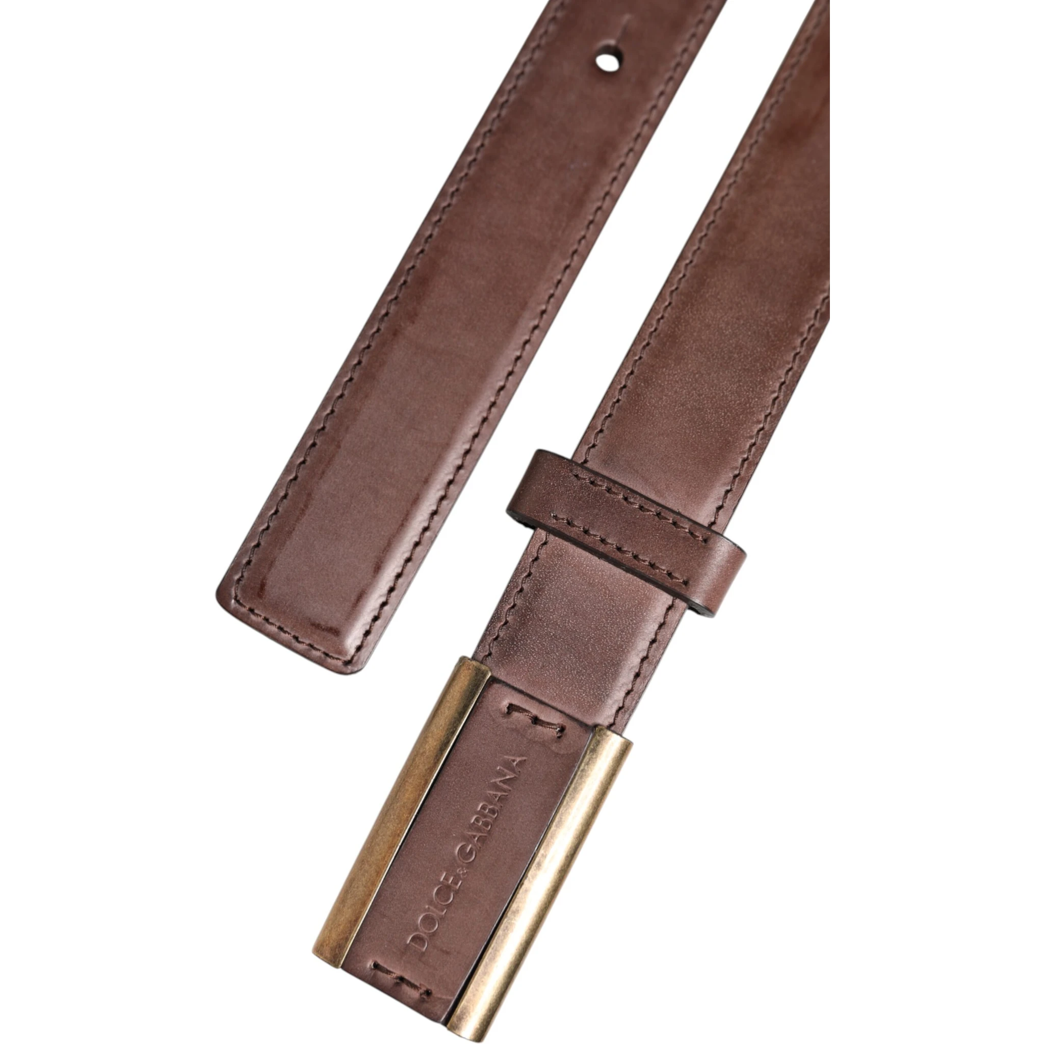 Brown Calf Leather Antique Buckle Belt