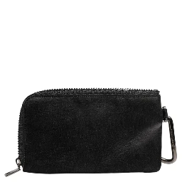 Black Nylon Logo Plaque Keyring Pouch Clutch Bag