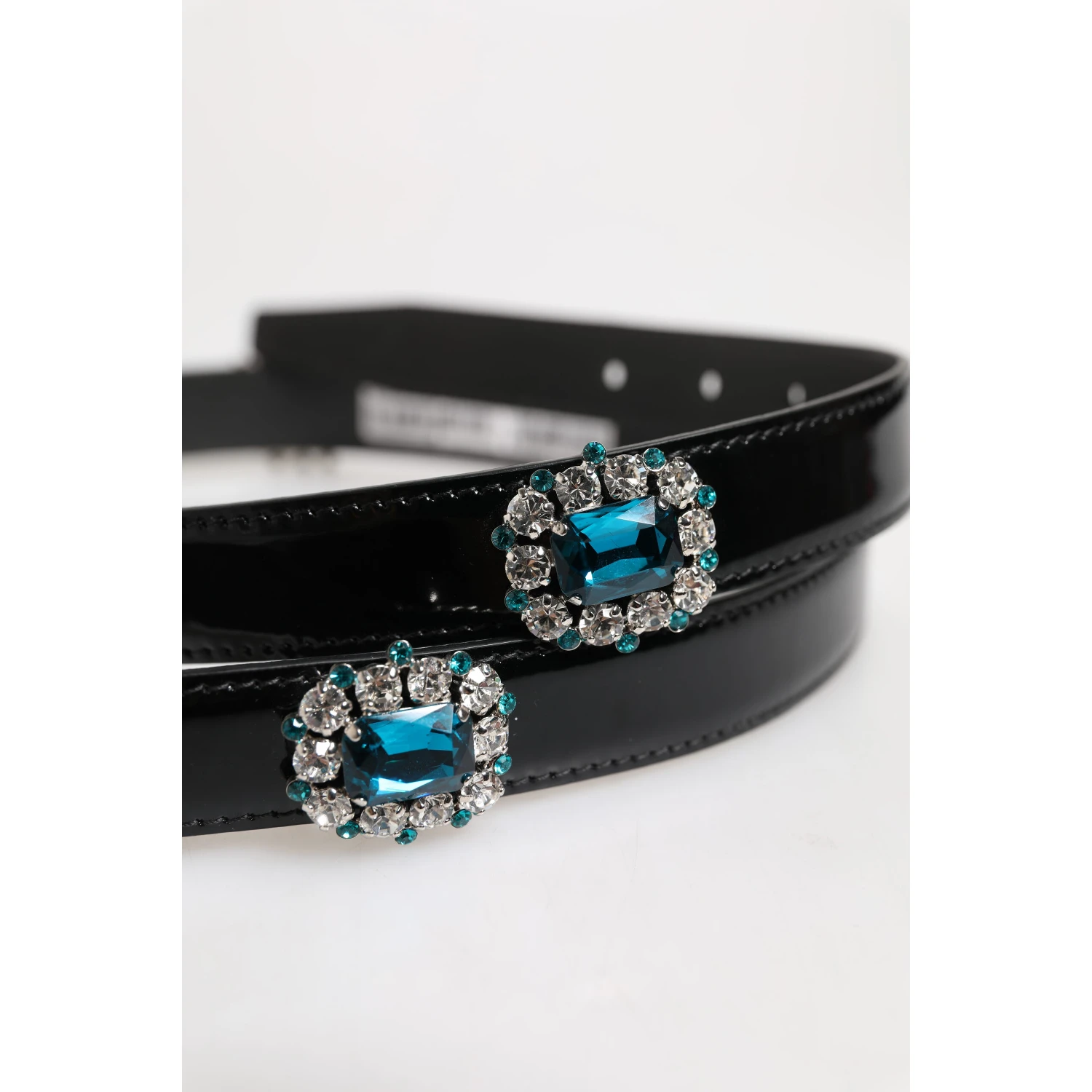 Black Embellished Metal Logo Buckle Belt