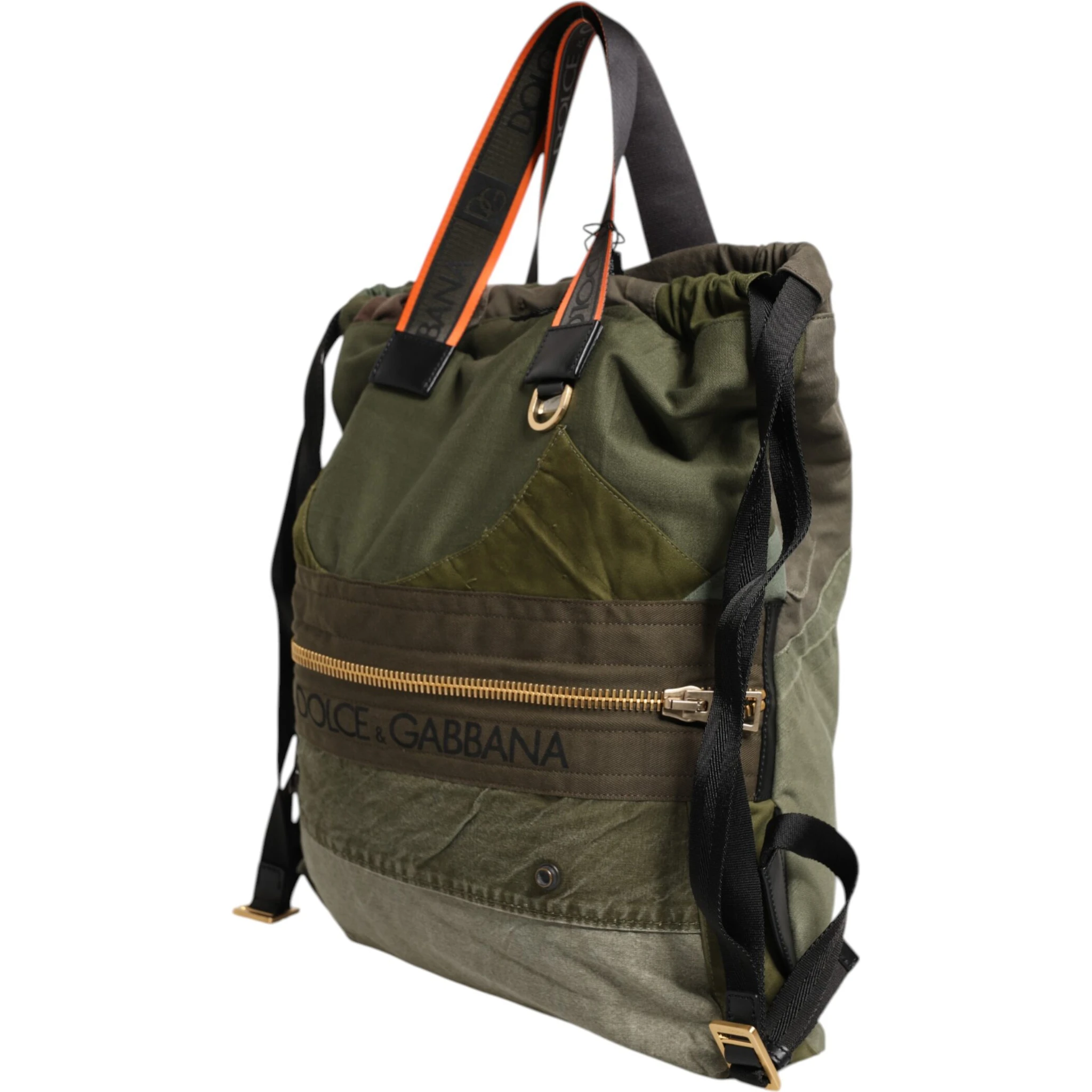 Military Green Patchwork Rucksack Backpack Bag