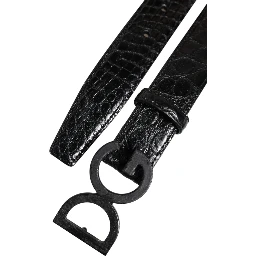 Black Leather Classic Metal DG Buckle Belt