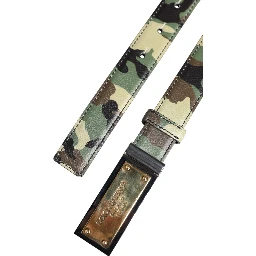 Multicolor Camouflage Metal Logo Buckle Belt