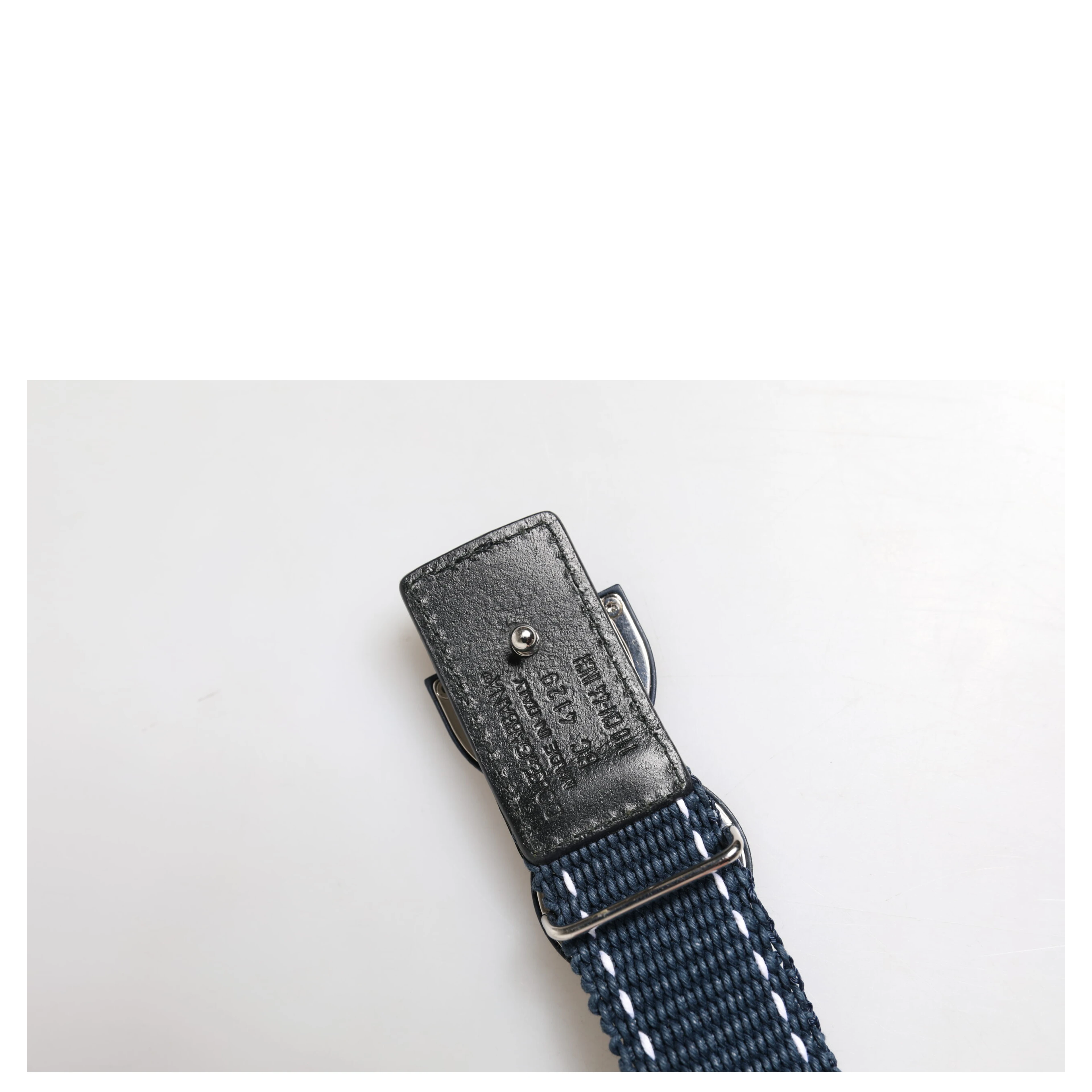 Blue White Cotton DG Logo Metal Buckle Belt