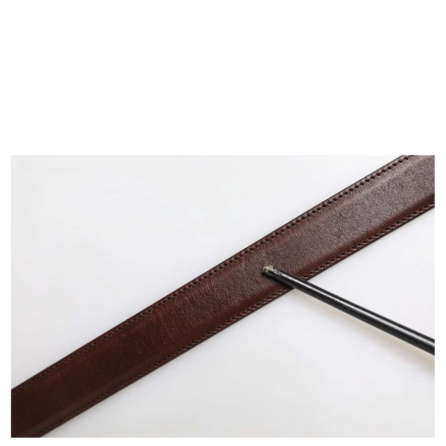 Brown Classic Silver Metal Logo Buckle Belt