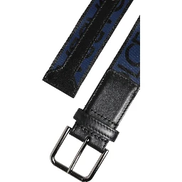 Blue Black Polyester Metal Buckle Belt