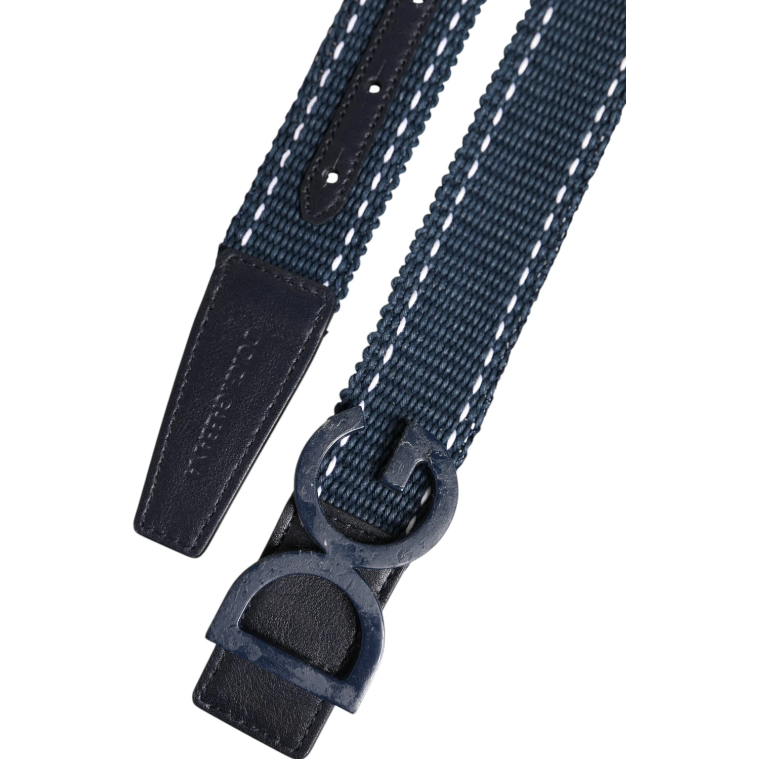 Blue White Cotton DG Logo Metal Buckle Belt