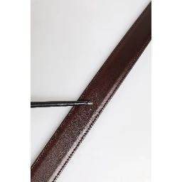 Brown Classic Silver Metal Logo Buckle Belt
