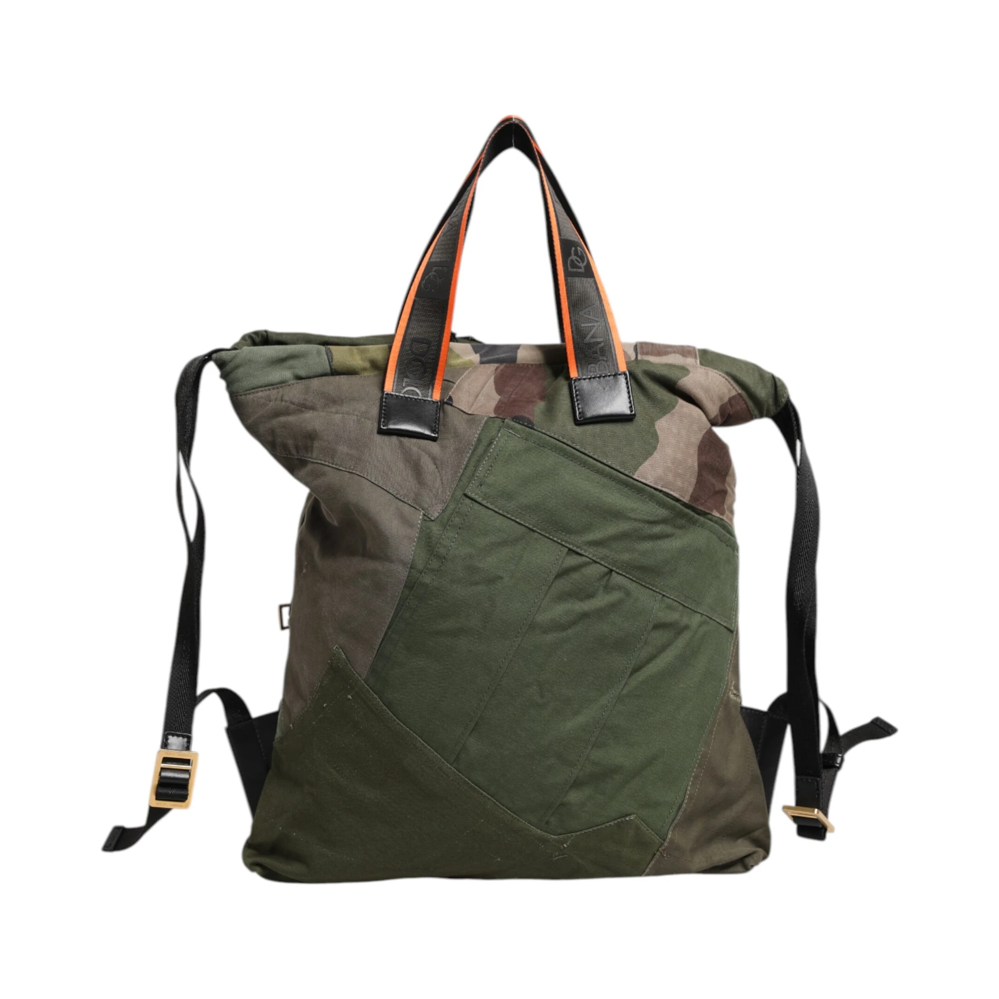 Military Green Patchwork Rucksack Backpack Bag