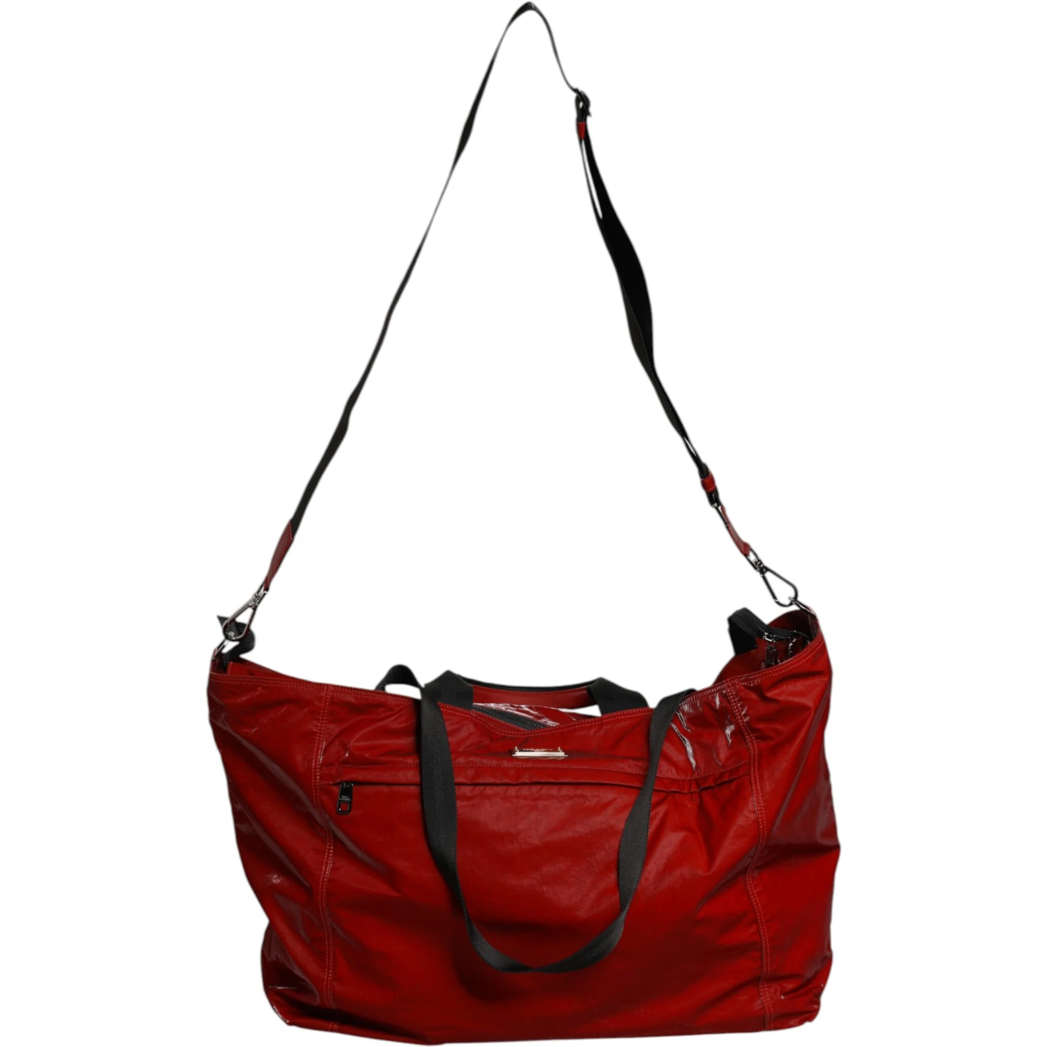 Red Nylon Hand Shoulder Duffel Travel Bag
