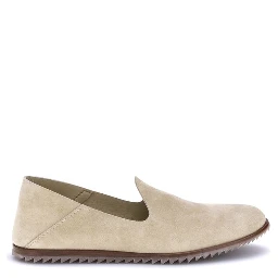 Beige Calf Leather Bos Taurus Slip-On Loafers