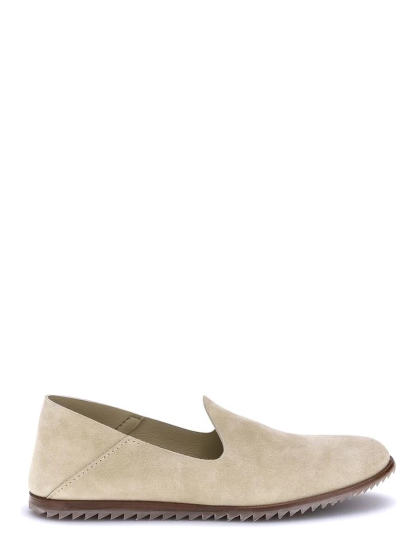 Beige Calf Leather Bos Taurus Slip-On Loafers
