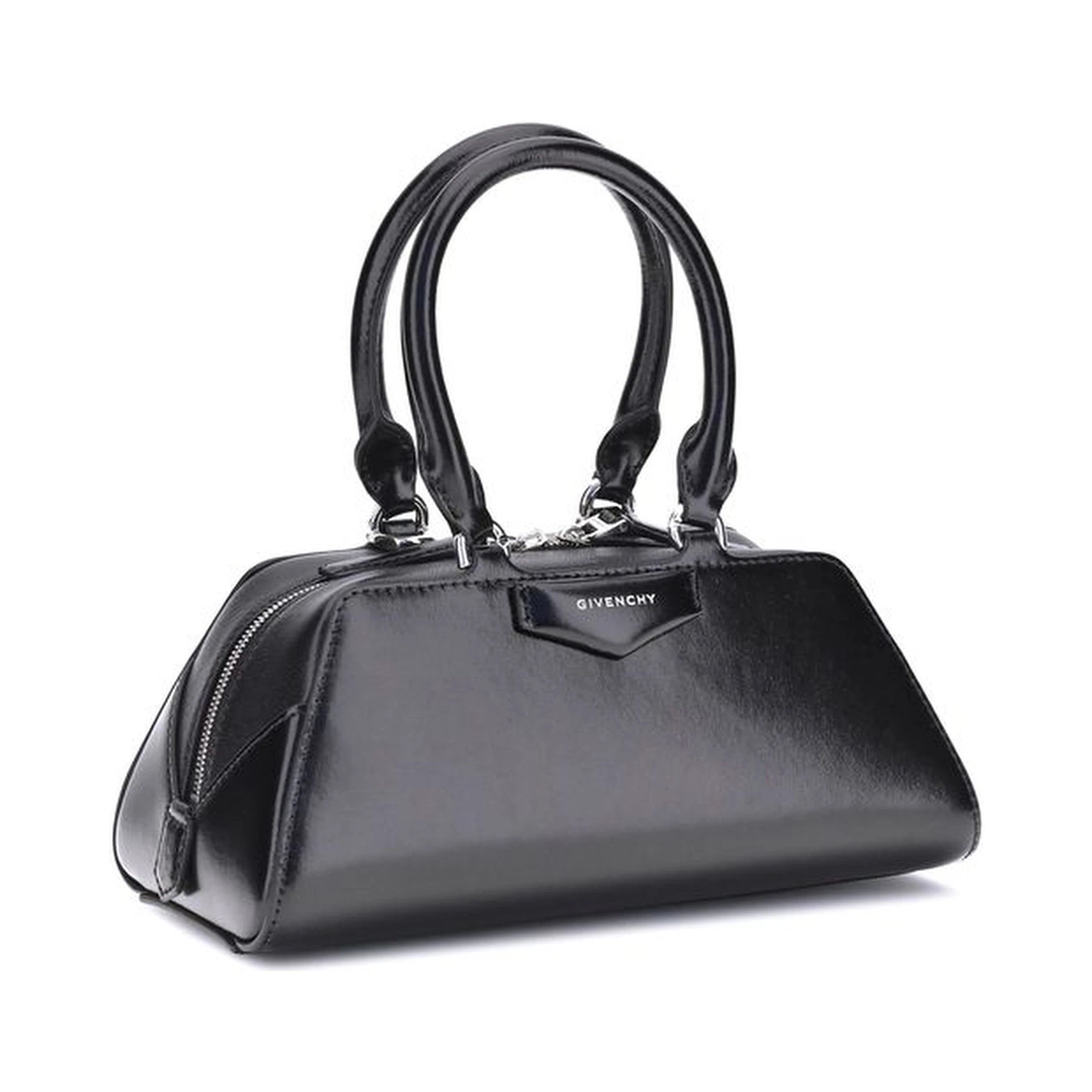 حقيبة يد بوس توروس من جلد العجل الأسود