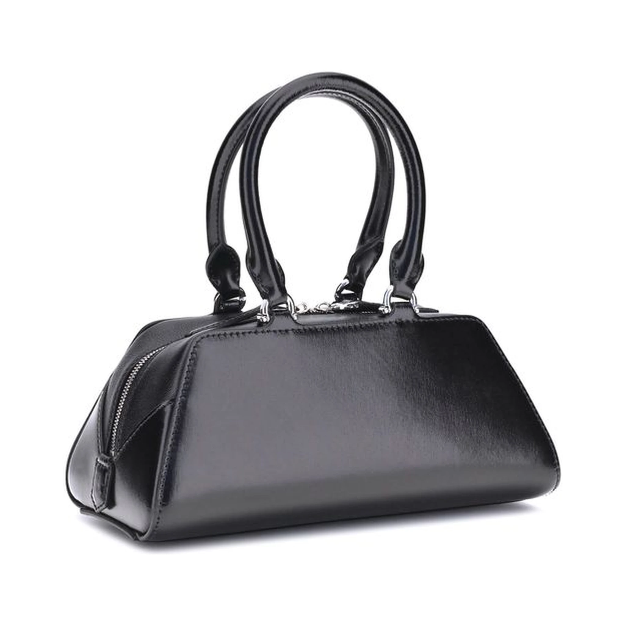 حقيبة يد بوس توروس من جلد العجل الأسود